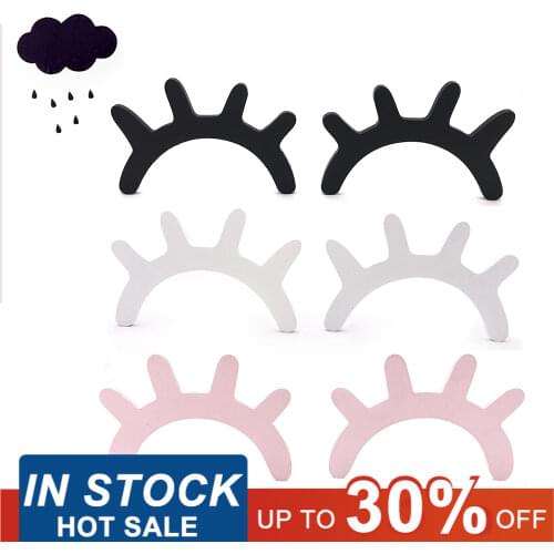 1 Pair Nordic Style Cute Wooden 3D Eyelash Wall Sticker Decor Children Kids Baby Room Background Wall Sticker Home Decoration