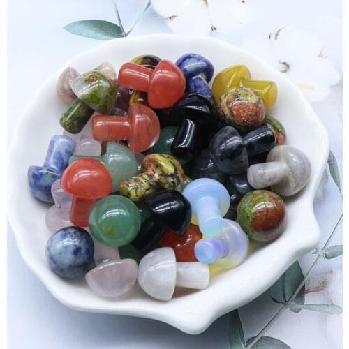 1pcs 2cm Mushroom Statue Natural Stones Carved Decoration Quartz Hand Polished Healing Crystal Reiki Trinket Gift Room Ornament