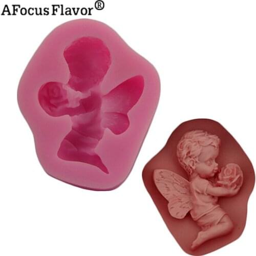 1 Pc Angel Girl Kitchen Silicone Mold Rose Chocolate Fudge Cake Decorator Bakery Girl Handmade Soap Candle Silicone Mold