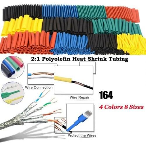 164Pcs Polyolefin Shrinking Assorted Heat Shrink Tube Wire Cable Insulated Sleeving Tubing Set