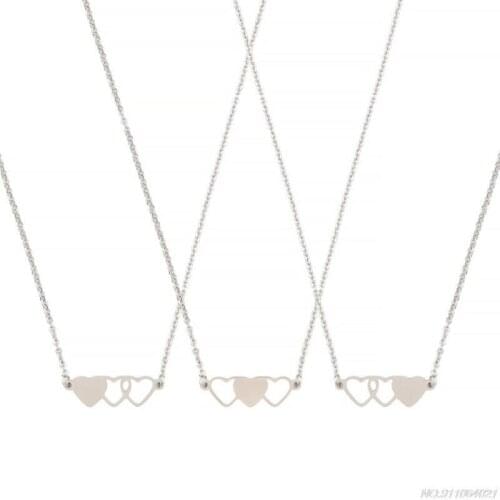 3 Pcs Heart-shaped Short Necklaces Best Friend Necklace Sister Necklace Matching Heart Pendants Jewelry Birthday Gift wholesales