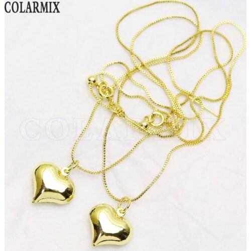 8Pcs Gold Heart Necklace Heart shape pendant Necklace Heart shape pendant Box chain Necklace jewelry Women Bracelet 8377