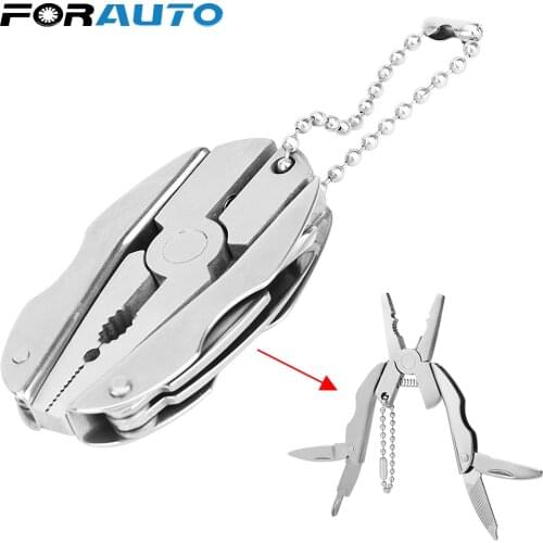 FORAUTO Car Key Ring Multi Tool Mini Multitool Pliers Knife Screwdriver Keychain Outdoor Portable Hand Tool Auto Key Chain