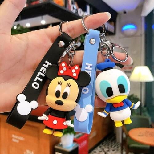 Disney Cartoon Dolls Mickey Mouse Minnie Donald Duck Daisy Creative Keychain Toys Car Couple Bag Charm Keychain Gift Accessories