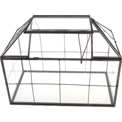 CPDD Glass Terrarium Jewelry Box Clear Glass Box Geometrical Box ,House Shape Close Glass Geometric Terrarium Tabletop Succulent