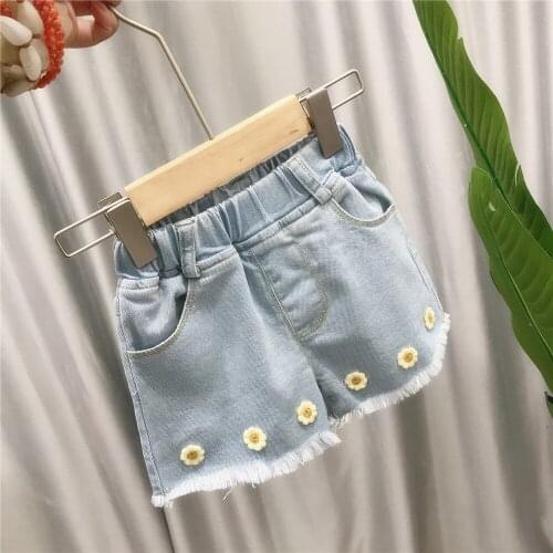 Childrens Shorts 2-7 Y Baby Girls Denim Shorts 2021 Summer New Girls Kids Casual Short Denim Pants Daisy Shorts Jeans for Girl
