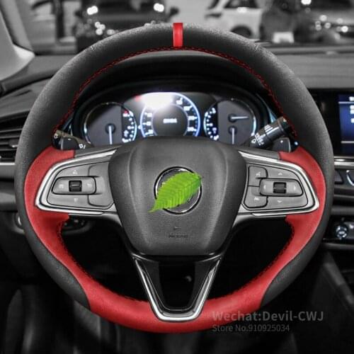 For Buick GL8 Larcosse Excelle envision Verano Regal GL6 steering wheel cover hand-stitched carbon fiber premium suede cover