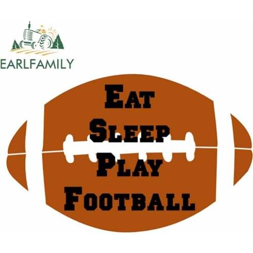 EARLFAMILY 13cm x 8.6cm For Eat Sleep Play Football Cartoon Decal Motorcycle Car Stickers 3D Custom Printing For SUV JDM VAN