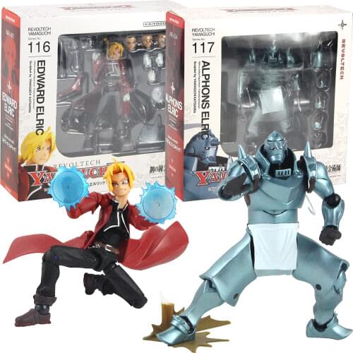 14-16.5cm REVOLTECH YAMAGUCHI Fullmetal Alchemist Edward Elric 116 Alphonse Elric 117 PVC Action Figure Collectible Model Toys