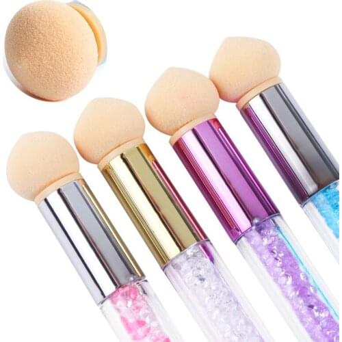 Nail Art Brush Sponge Silicone Double-headed Gradient Brushes Pen Rhinestone Handle Blooming Gel Nails Manicure Nail Art Brush
