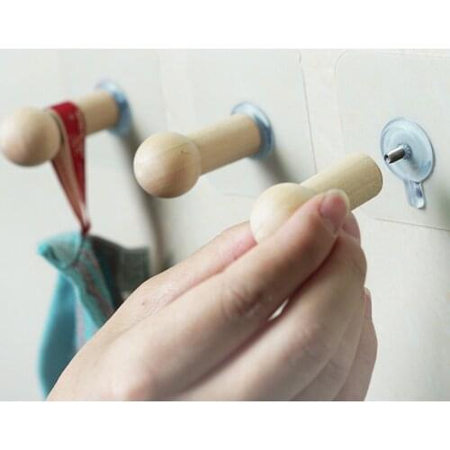 2Pcs Natural Wood Clothes Hanger Wall Mounted Coat Hook Decorative Key Holder Hat Scarf Handbag Storage Hanger Bathroom Rack