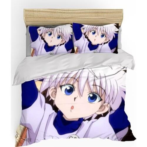 4pcs Hunter X Hunter Anime Duvet Cover Set Killua Zoldyck Prints Comforter Cover+Pillowcase Luxury Bedding Sets King Queen Size