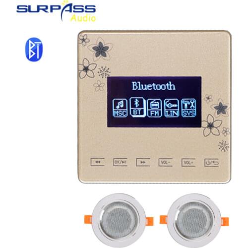 Bathroom Waterproof in Ceiling Speakers kit Bluetooth Mini Wall Amplifier with Small Loudspeakers can Home Bathroom Sound System