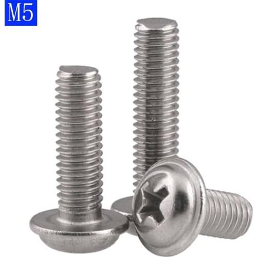 M5 - 0.8 304 Stainless steel Flanged Button Head Round Washer Head Phillips Screws Bolts A2 - 70