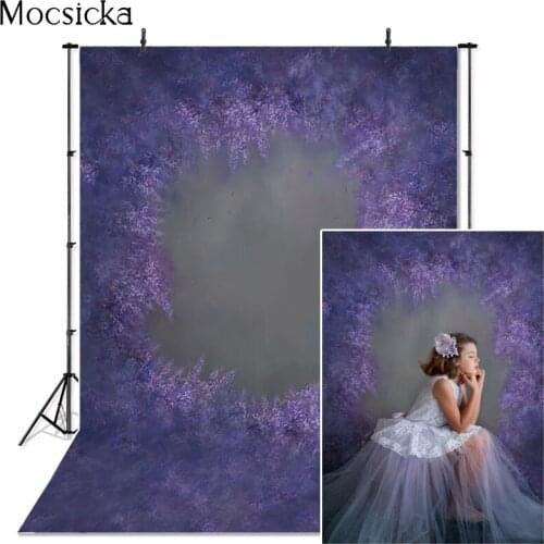 Mocsicka Purple Lavender Photography Background Hand Drawn Style Flower Field Backdrop Child Portrait Decoration Props Studio