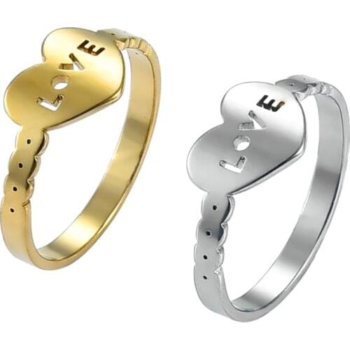 Fashion Stainless Steel Ring Silver and Gold Hot Heart Rings for Lovers Wedding Jewelry Gifts