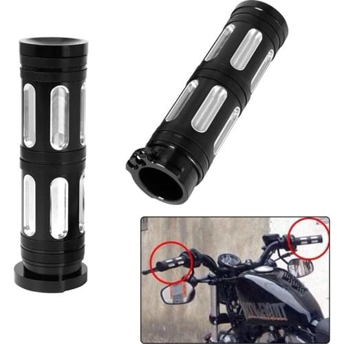 Motorcycle 1'' 25mm CNC Aluminum Hand Grips Handle Bar Handlebar Grip Black For Harley Sportster 883 1200 Touring Dyna Softail