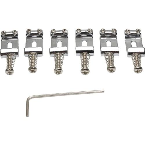 Musiclily Pro 11.3mm Steel Vintage Style Guitar Tremolo Bridge Saddles for Strat Stratocaster Electric Guitar, Chrome (Set of 6)