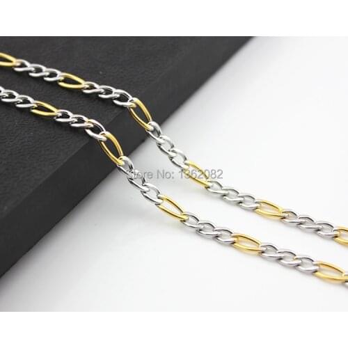New Fashion Men Womens 7.5mm Gold Silver Tone 316L Stainless Steel Figaro Link Chains Necklace 21.6" Gift MN341