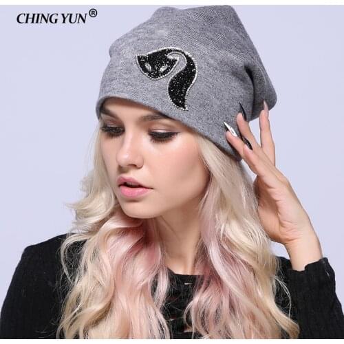 New Winter Women Knitted Hats lady Warm Caps Diamond Fox Solid Color Thicker Girls Cap Cute High Quality Wool Female Hat 2018