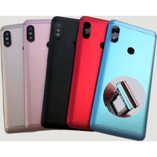 Original For Xiaomi Redmi Note 5 Door Housing Back Battery Cover+ SIM card tray + Side Buttons + Camera Flash Lens Replacement