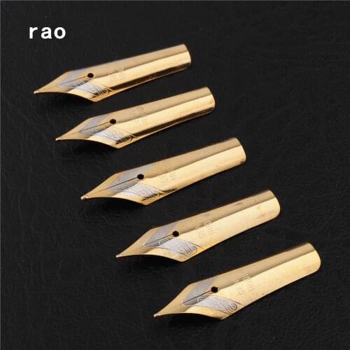High quality 5pcs Gold Medium Nib Fountain pen Universal all Photo Tip Student stationery Supplies Replace the other pen