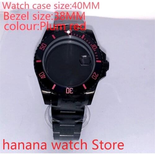 Suitable for NH35 36 Mingzhu2813 Miyata automatic winding 40mm sealed back black box series, with rotating plum red bezel