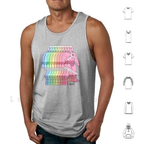 80s Rainbow Heman-I Have The Power! Tank Tops Vest Sleeveless 80s Cartoon Heman He Man Motu Muscle Action Figure Rainbow