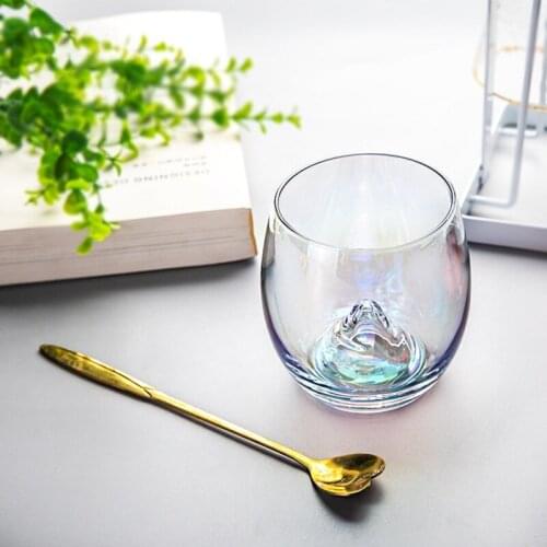 Japanese Manual Colorful Iceberg Egg-cup Short Thickened Transparent Crystal Glass Household Cups Of Breakfast Milk Cup Gifts