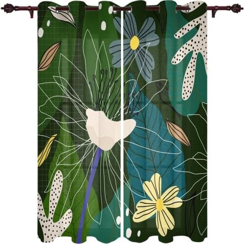 Modern Curtains Tropical Plants Flowers Baby Room Bedroom Creative Window Curtains Kitchen Living Room Terrace Valance Curtains