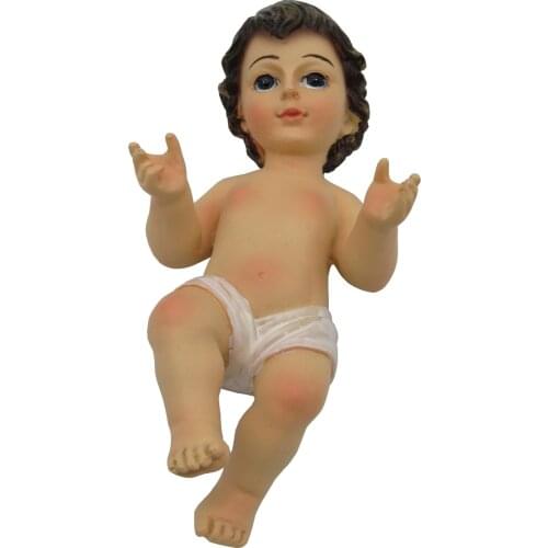 Infant Jesus Christ Child Religious Figurine Holy Child Stone Resin Statue Hand Painted 6.5 inches