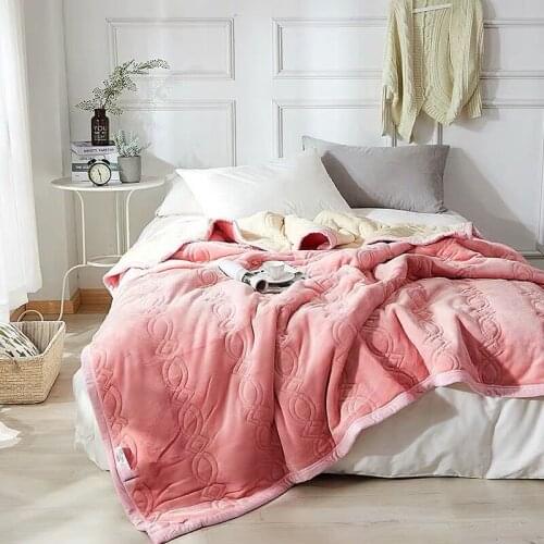Thick Warm Coral fleece blanket Winter Adults single/double bedroom quilts duvte bedding comforter printed patchwork blankets