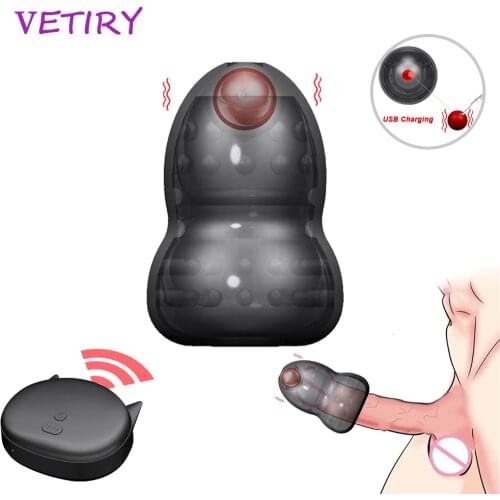 VETIRY Remote Control Glans Vibrators Male Masturbation Adult Sex Toy For Men Glans Trainer Male Delay Lasting Trainer Vibrators