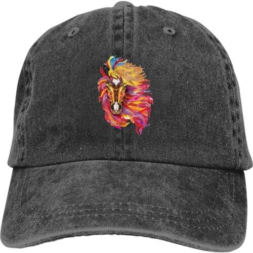 Horse Gometric Pattern Fabulous Hair Of Horse Vintage Unisex Adjustable Trucker Cap for Adult