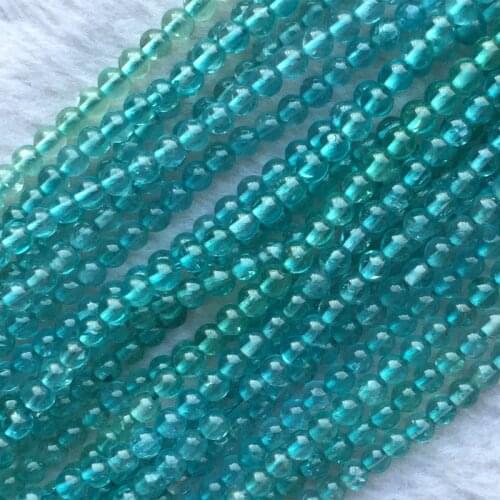 AAA High Quality Natural Genuine Clear Green Blue Apatite Fluorapatite Round Loose Gemstone Beads 15" 05722