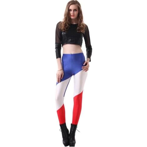2020 French blue flag Style Women Leggings High Waist Legging Winter Printed Women Pants Slim Fitness Leggins Sexy Gym Clothes