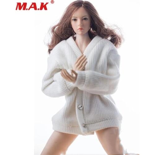 1/6 Female Figure Clothes Set White Knit Clothes Set College Style Knitted Coat sock Model for 12'' Action Figure Body Accessory