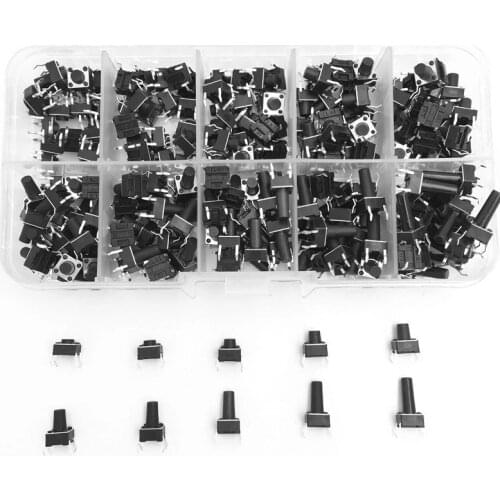 10 Models 200pcs Push Button Switch DIP 6X6X4.3 Light Touch Switch 6*6*4.3/5/6/7/8/9/12/13mm The Power Switch 4Pins