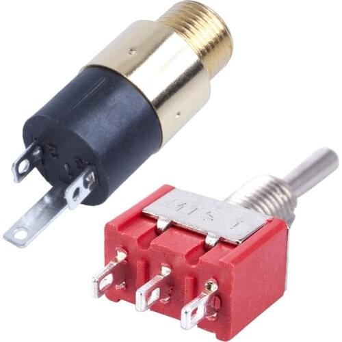 10Pcs 3.5mm 1/8Inch Female Stereo Panel Mount Jack Solder Connector & 5 Pcs Mini Momentary (On)Off(On) Toggle Switch
