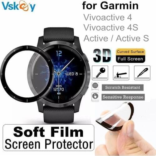 10PCS 3D Curved Soft Screen Protector for Garmin Vivoactive 4s Active S Full Cover Anti-Scratch Protective Film (Non Glass)