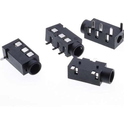 10Pcs PCB Mount 3.5mm 4 Pole DIP Audio Jack Connector high-quality PJ-308 Headphones Jack Socket Five-Leg thermostability