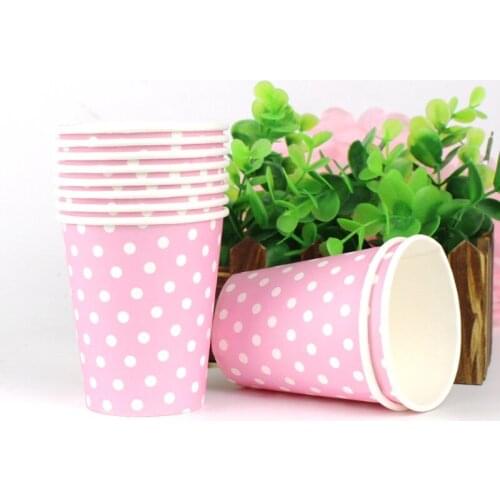High quality 10pcs/lot Disposable Polka Dot Paper Cups For Birthday Wedding Nursery Party Event Supplies Tableware