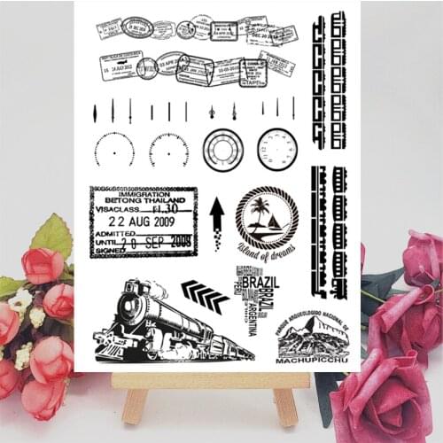 14*18CM Travel Icon Transparent Clear Stamps / Silicone Seals Roller Stamp For DIY Scrapbooking Photo Album/Card Making