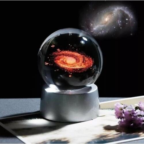 3D Crystal Ball Snow Globe Color-Changing Light Galaxy Night Light Gift Decorative Crystal Glass Girlfriend Christmas Colorful
