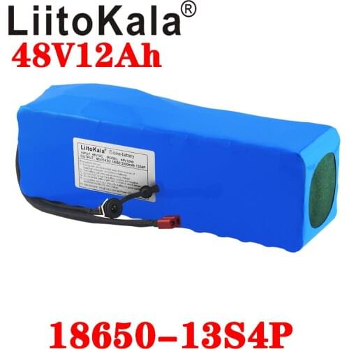 LiitoKala 48V Battery 48V 12Ah 18650 13S4P Electric Bike Lithium Battery for 48V 250W 350W 500W Ebike Motor with 20A BMS