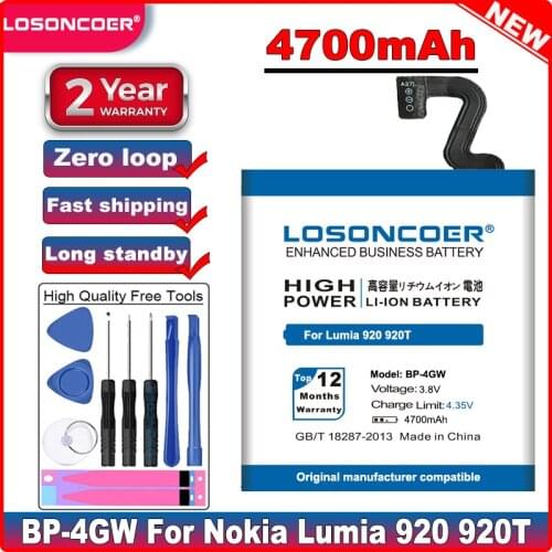 LOSONCOER 4700mAh BP-4GW for Nokia Lumia 920 Battery 920T Phone Battery