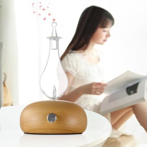 Waterless Essential Oil Diffuser Aromatherapy Nebulizer, Solid Wood Aromatherapy Diffuser with Interval Mist Spray