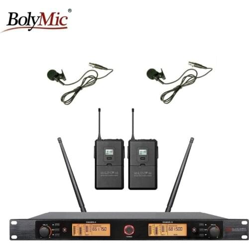 Bolymic Dual Channels wireless microphone lapel UHF wireless microphone Professional
