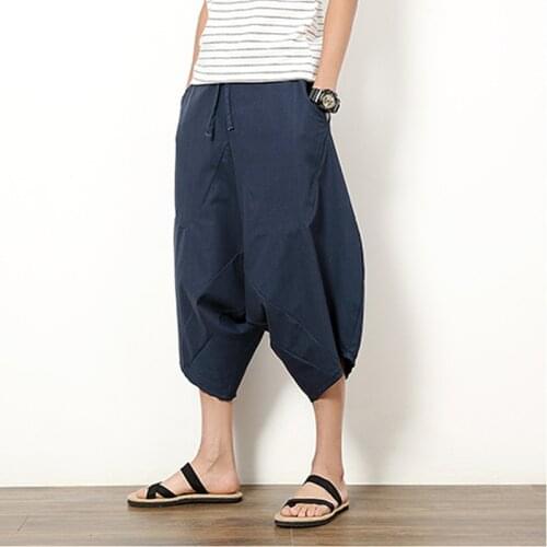Size Plus 5XL Cotton Linen Harem Pants Men Joggers Pants Male Trousers Chinese Traditional Cloths
