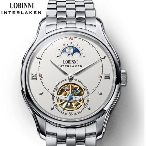 LOBINNI Stainless Steel Men Watches Top Brand Luxury Automatic Mechanical Watch Sapphire Glass Waterproof Wirstwatch